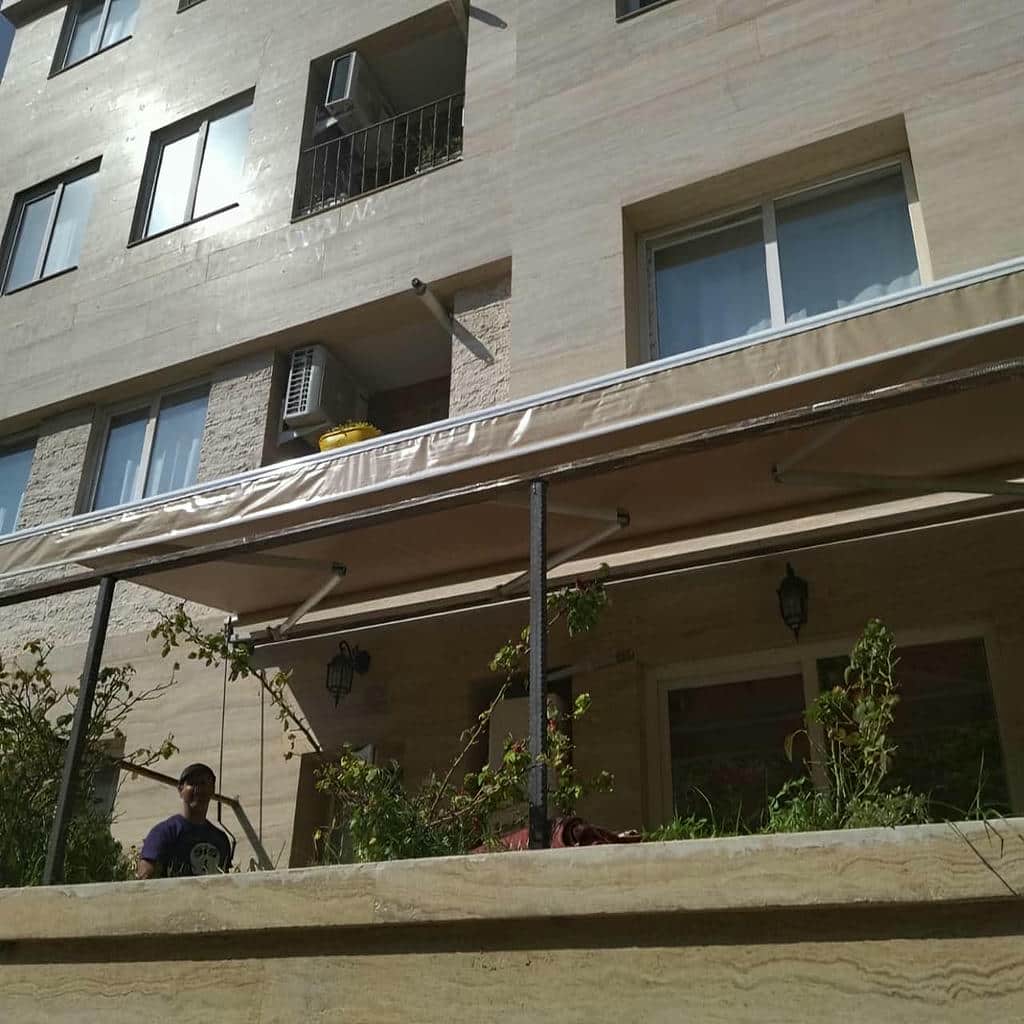 سایبان برقی اتوماتیک مغازه و پارکینگ 036 سایبان برقی بالکن و تراس