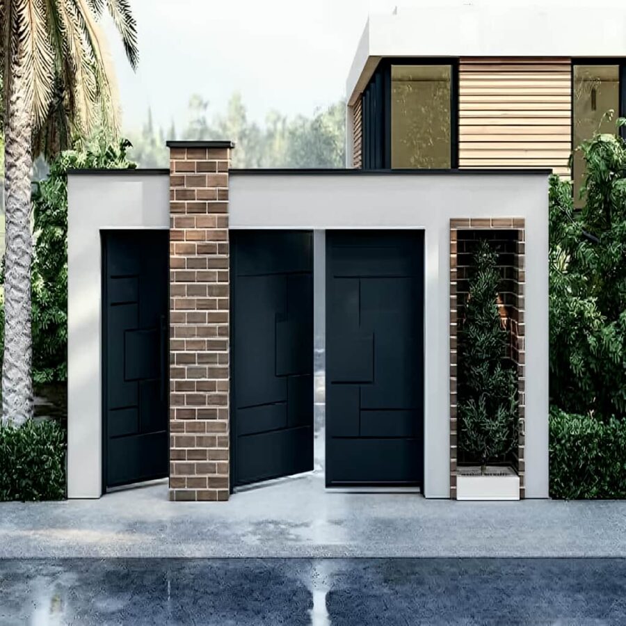 نصب درب مدرن دیلایت مستطیل ریلی دو لنگه