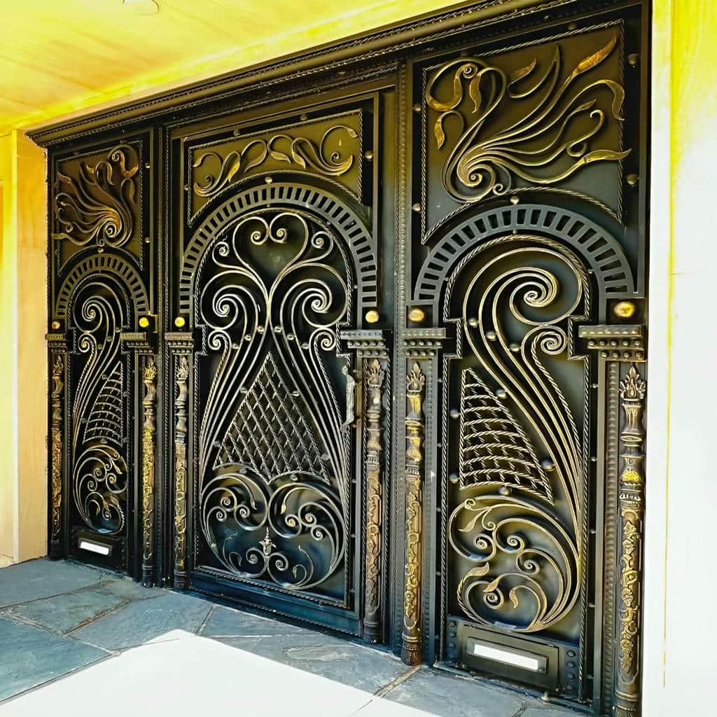 خرید درب پارکینگ حیاط فرفورژه ساده نما در فشم