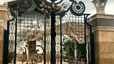 درب پارکینگ حیاط فرفورژه در پردیس