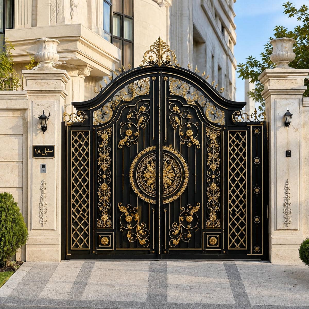 12 مدل درب حیاط مشکی طلایی