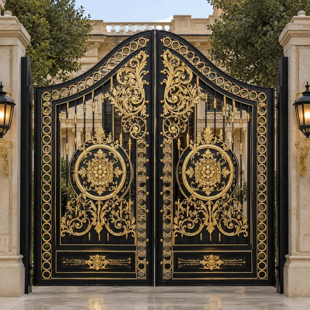11 مدل درب پارکینگ مشکی طلایی