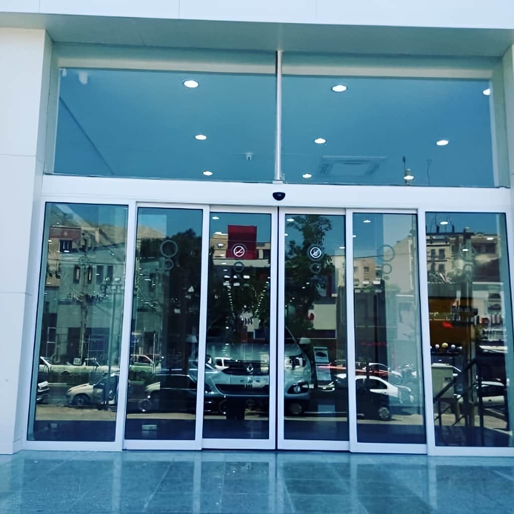 درب شیشه ای سکوریت اتوماتیک ورودی با شیشه مات