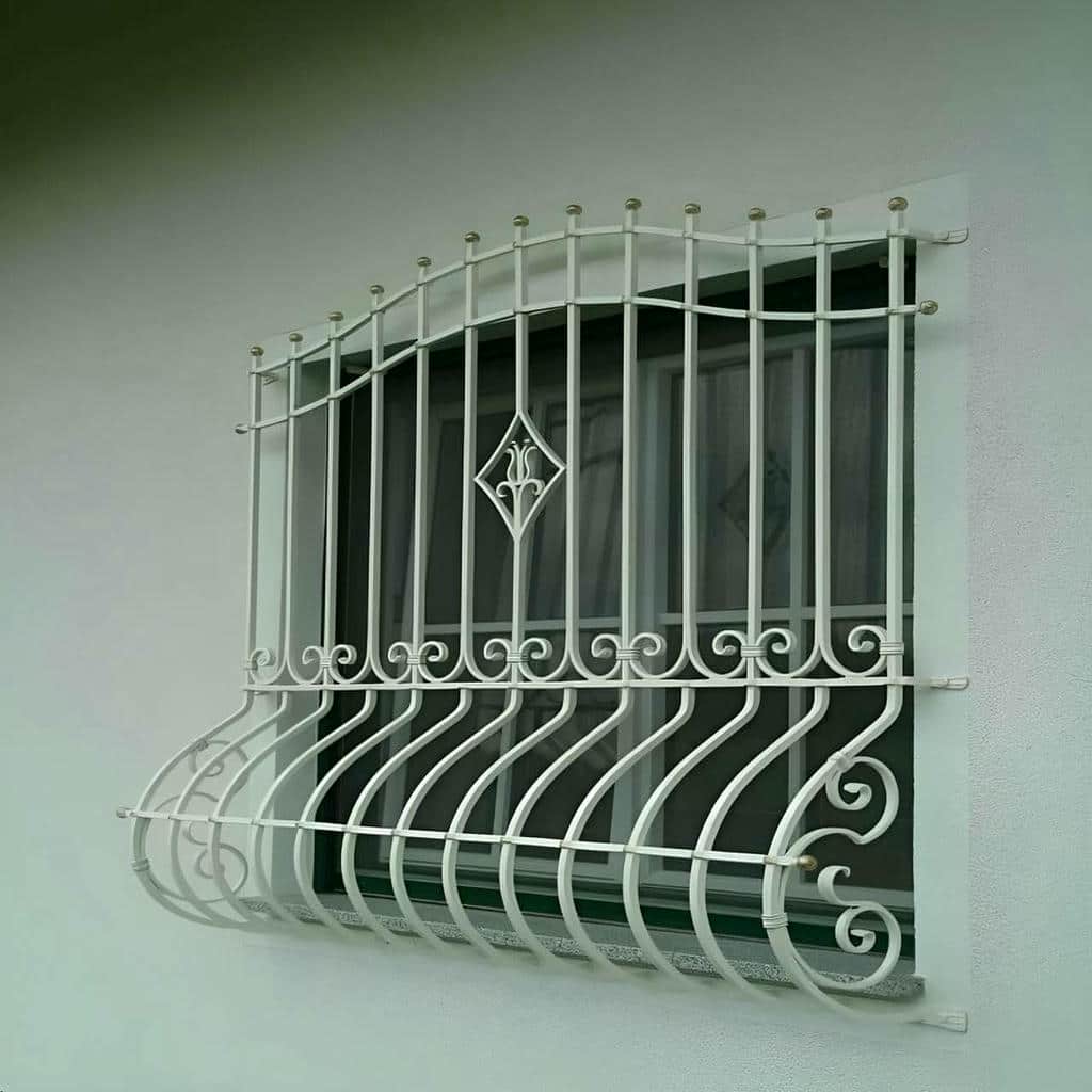 نرده پنجره فرفورژه گل دار مدل پیچکی کلاسیک