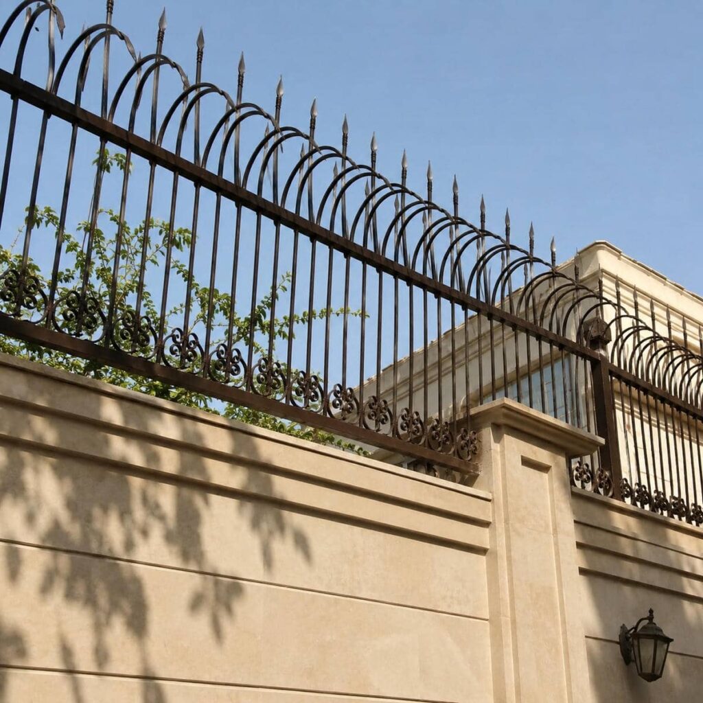 ساخت حفاظ دیوار سیم خاردار ترکیبی با پایه زاویهدار