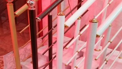 نرده استیل راه پله با هندریل براق
