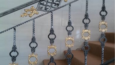 نرده فرفورژه بالکن مشکی با پوشش مقاوم