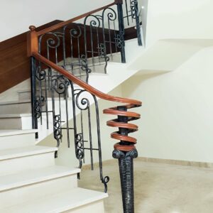 نرده فرفورژه راه پله فلزی با طرح کلاسیک