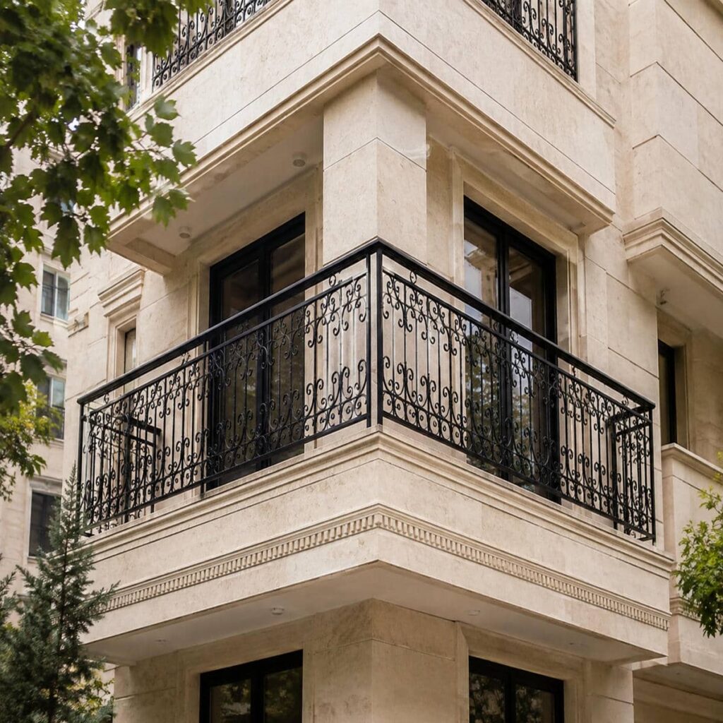 نرده بالکن با پوشش رنگ مقاوم